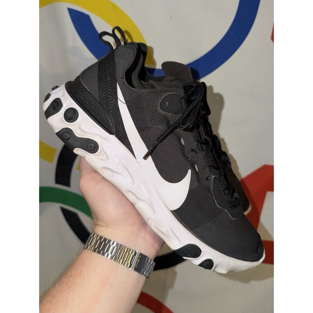 Nike React Element 55 Black Athletic Running Shoes Sneakers BQ6166-003 Mens 9